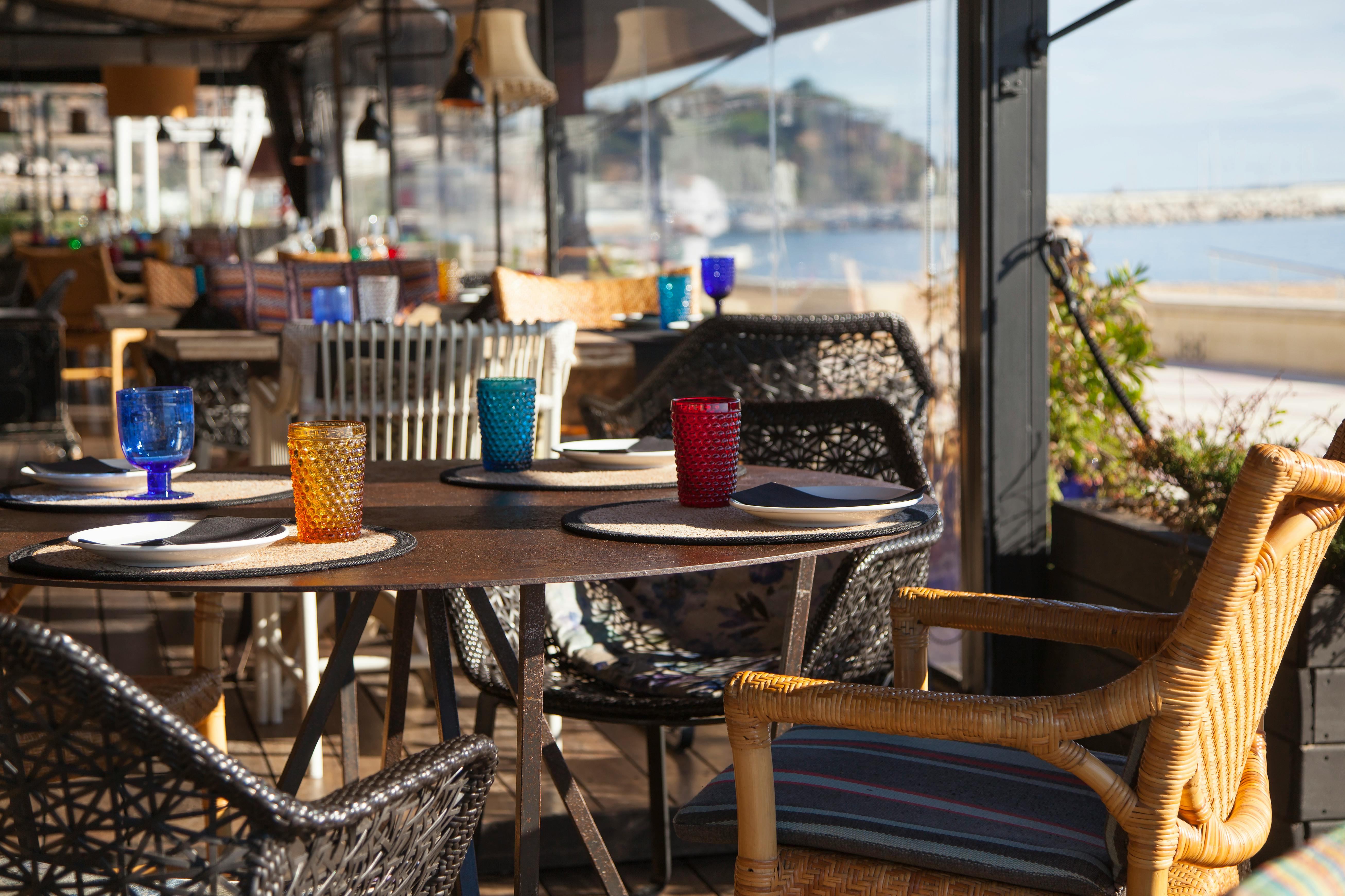 dining with beach view table setting